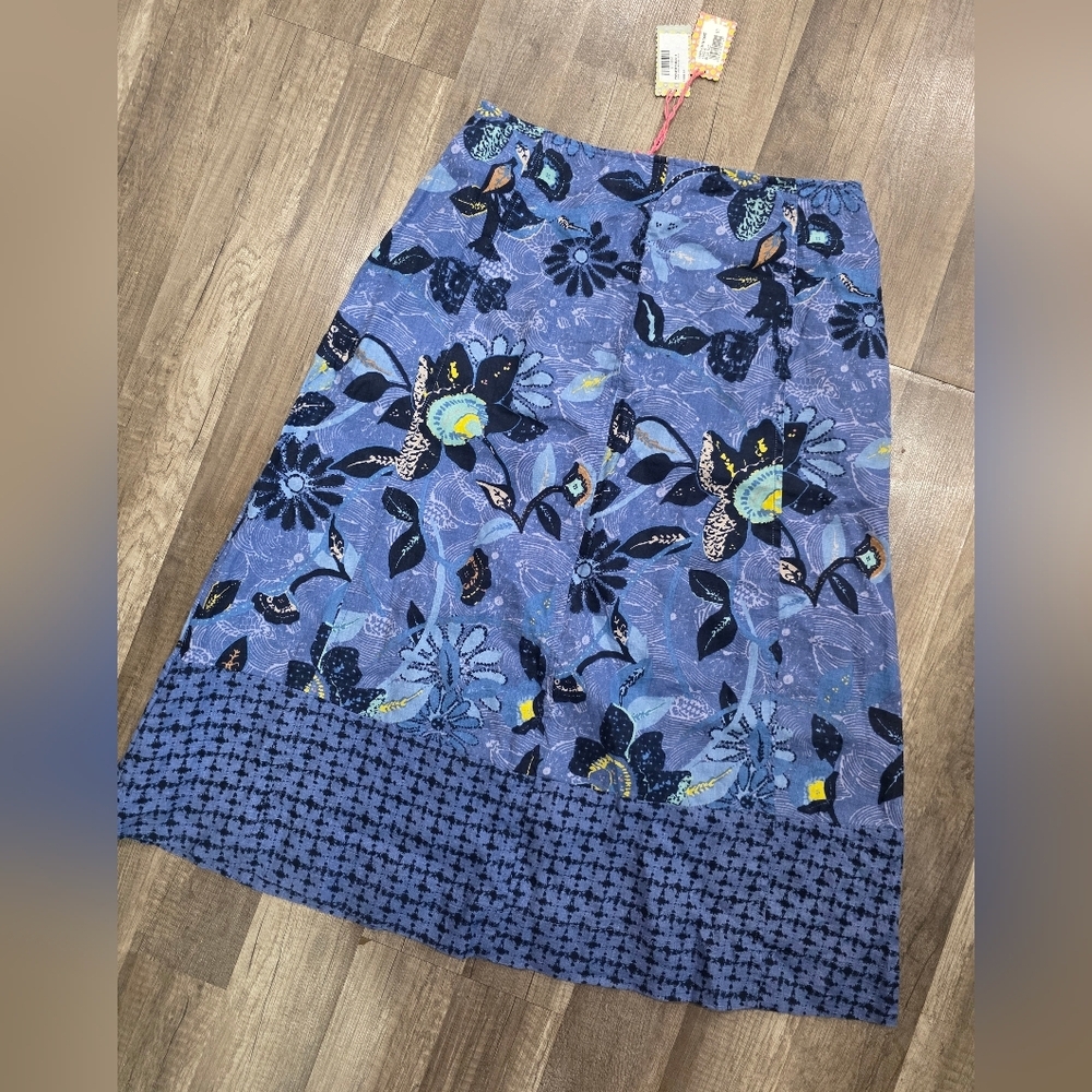 Nwt WHITE STUFF CHIARA LINEN SKIRT MIDI BLUE PAISLEY PRINT M Y2k Retro - Picture 6 of 16